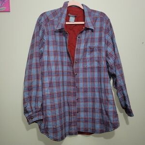 Koret Woman Plaid Lined Button Down Shirt Red Blue Check Size 18W